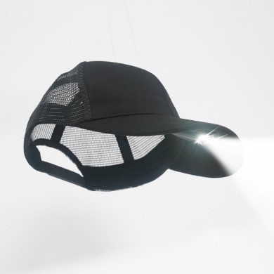 Black Mesh USB Rechargeable LED Truck Cap for Fishing and Running